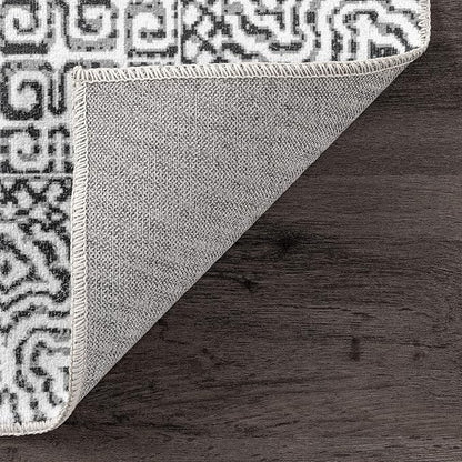 nuLOOM Abstract Tribal Machine Washable Ultra Thin Area Rug, 5x8, Grey