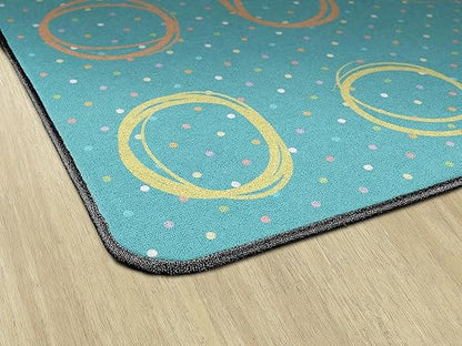 Flagship Carpets Smiley Circle Sampler Abstract Educational Area Rug for Kids Room Seating Décor, Children's Classroom, Play Carpet for Teaching and Playroom, Seats 20, 6' x 8'4", Blue & Multi