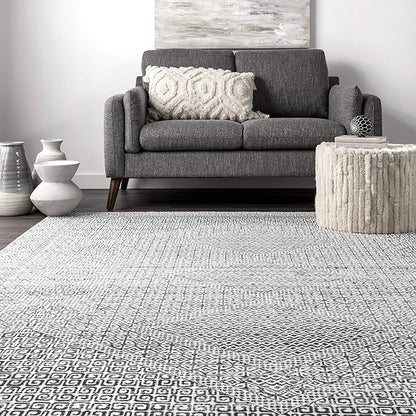 nuLOOM Abstract Tribal Machine Washable Ultra Thin Area Rug, 5x8, Grey