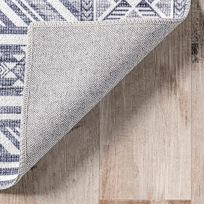 nuLOOM Jenine Southwestern Machine Washable Ultra Thin Area Rug, 4x6, Grey