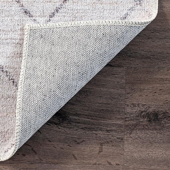 nuLOOM Regan Modern Geometric Machine Washable Ultra Thin Area Rug, 8x10, Light Grey