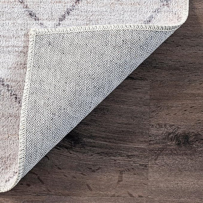 nuLOOM Regan Modern Geometric Machine Washable Ultra Thin Area Rug, 8x10, Light Grey