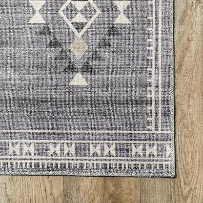 nuLOOM Evalyn Southwestern Machine Washable Ultra Thin Area Rug, 8' x 10', Grey