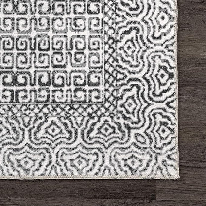 nuLOOM Abstract Tribal Machine Washable Ultra Thin Area Rug, 5x8, Grey