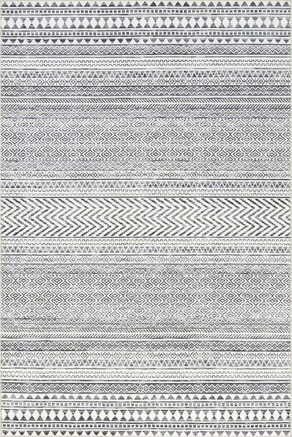 nuLOOM Kira Machine Washable Tribal Geometric Ultra Thin Area Rug, 8' Square, Grey