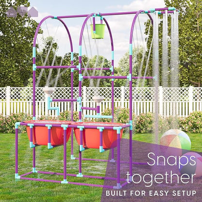 Milliard Water Park Sprinkler Toy for Kids, Outdoor Water Sprinkler with Splash Buckets, Water Table, and Faucets, Backyard Waterpark for Outdoor Summer Fun Activities