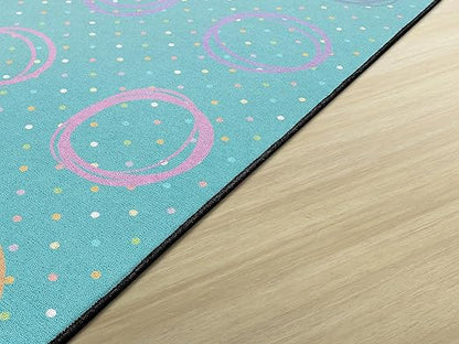 Flagship Carpets Smiley Circle Sampler Abstract Educational Area Rug for Kids Room Seating Décor, Children's Classroom, Play Carpet for Teaching and Playroom, Seats 20, 6' x 8'4", Blue & Multi