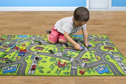 Kids Carpet City Play Mat - Play, Learn & Have Fun Safely - For Cars & Toys, 60" x 32" Large