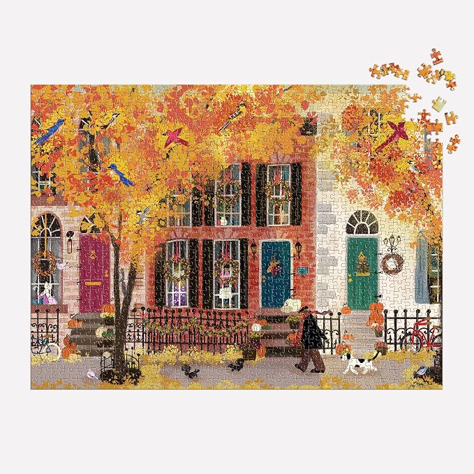 Autumn in The Neighborhood 1000 Piece Puzzle from Galison - 27" x 20" Beautifully Illustrated Puzzle from Joy LaForme, Thick & Sturdy Pieces, Challenging Activity for Adults, Unique Gift Idea!
