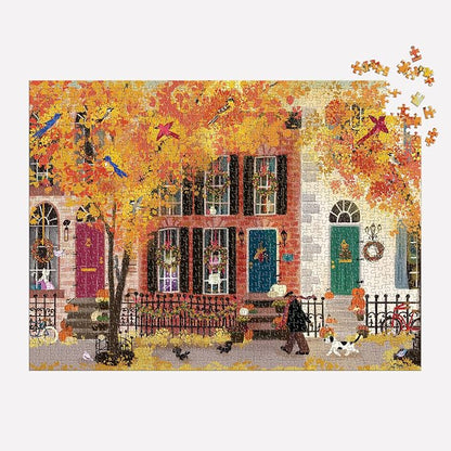 Autumn in The Neighborhood 1000 Piece Puzzle from Galison - 27" x 20" Beautifully Illustrated Puzzle from Joy LaForme, Thick & Sturdy Pieces, Challenging Activity for Adults, Unique Gift Idea!