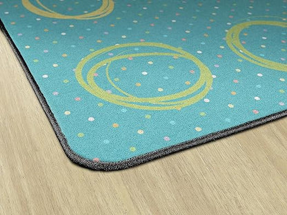 Flagship Carpets Smiley Circle Sampler Abstract Educational Area Rug for Kids Room Seating Décor, Children's Classroom, Play Carpet for Teaching and Playroom, Seats 24, 7'6"x12', Blue & Multi