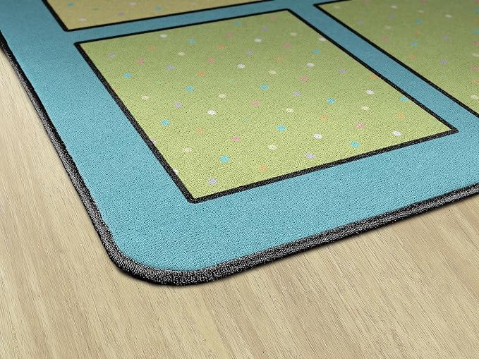 Flagship Carpets Happy Squares Educational Area Rug for Kids Room Seating Décor, Children's Classroom, Play Carpet for Teaching and Playroom, Seats 30, 10'6"x13'2", Blue & Multi Color