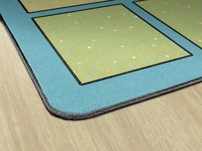 Flagship Carpets Happy Squares Educational Area Rug for Kids Room Seating Décor, Children's Classroom, Play Carpet for Teaching and Playroom, Seats 30, 10'6"x13'2", Blue & Multi Color