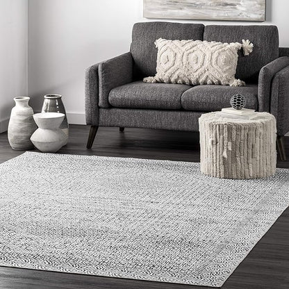 nuLOOM Abstract Tribal Machine Washable Ultra Thin Area Rug, 5x8, Grey