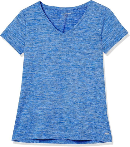 Amazon Essentials Women's Active Quick Dry Tech Stretch Short-Sleeve V-Neck T-Shirt (Available in Plus Size), Pack of 2