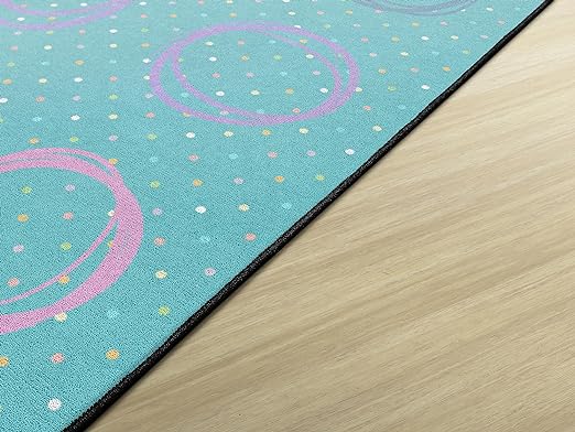 Flagship Carpets Smiley Circle Sampler Abstract Educational Area Rug for Kids Room Seating Décor, Children's Classroom, Play Carpet for Teaching and Playroom, Seats 24, 7'6"x12', Blue & Multi