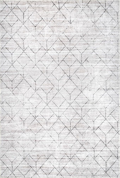 nuLOOM Regan Modern Geometric Machine Washable Ultra Thin Area Rug, 8x10, Light Grey