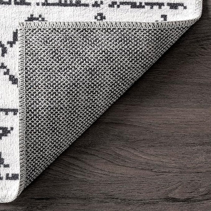 nuLOOM Noa Machine Washable Tribal Moroccan Accent Rug, 3' x 5', Ivory, Rectangular, 0.1" Thick