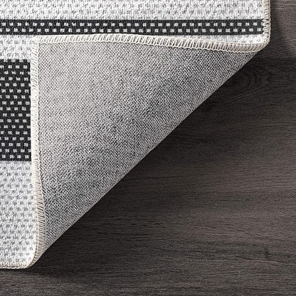 nuLOOM Lena Machine Washable Striped Ultra Thin Runner Rug, 2' 6" x 8', Grey