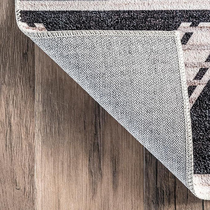 nuLOOM Evia Tribal Stripes Machine Washable Ultra Thin Area Rug, 5' x 8', Charcoal