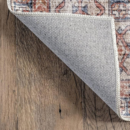 nuLOOM Desna Machine Washable Faded Vintage Ultra Thin Runner Rug, 2' 6" x 10', Peach