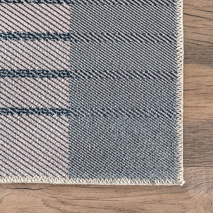 nuLOOM Lennie Modern Multi Striped Machine Washable Ultra Thin Runner Rug, 2' 6" x 8', Beige