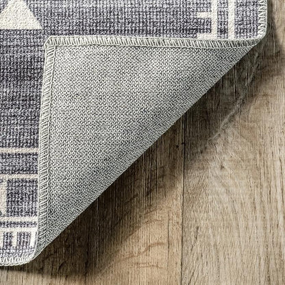 nuLOOM Evalyn Southwestern Machine Washable Ultra Thin Area Rug, 8' x 10', Grey