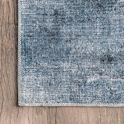 nuLOOM Katia Modern Abstract Machine Washable Ultra Thin Area Rug, 6x9, Blue