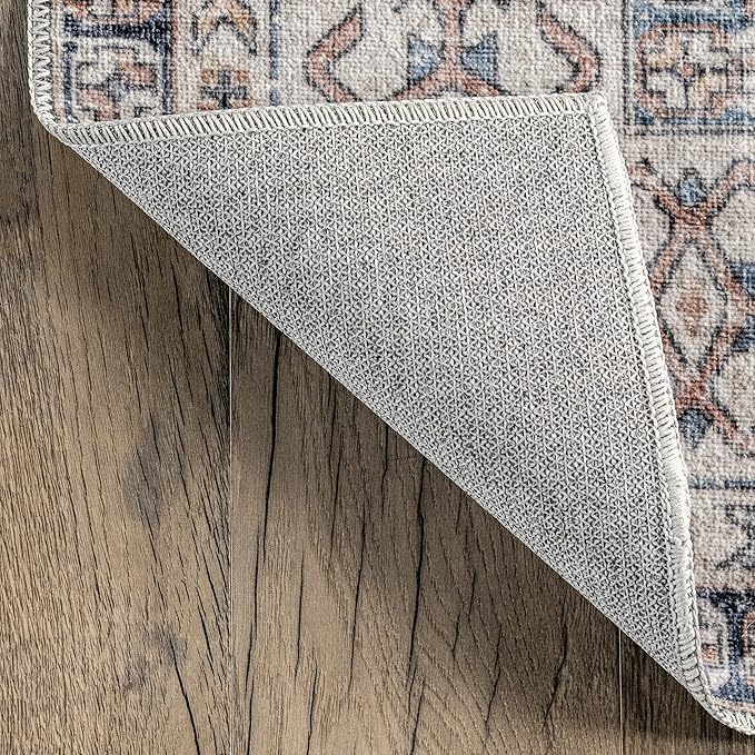 nuLOOM Drina Distressed Machine Washable Ultra Thin Area Rug, 8' x 10', Blue