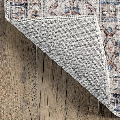 nuLOOM Drina Distressed Machine Washable Ultra Thin Area Rug, 8' x 10', Blue