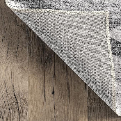 nuLOOM Trellis Stripes Machine Washable Ultra Thin Runner Rug, 2' 6" x 8', Light Grey
